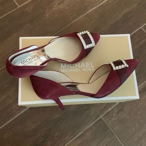 Michael Kors Shirley Merlot Suede Mid Pump Size 6.5 M